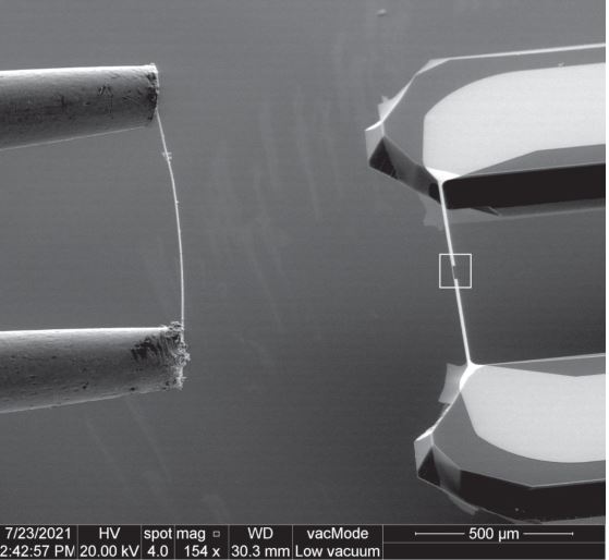 (c) 60 × 1.5 × 0.2 µm µTA probe (right) by Baradel et al. (2021)27 at Montpellier University.
